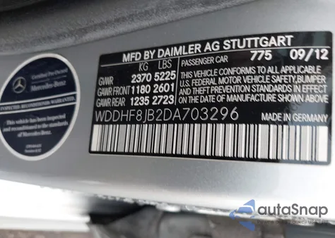 2013 Mercedes-Benz E 350 4Matic из США, поврежденный, VIN WDDHF8JB2DA703296